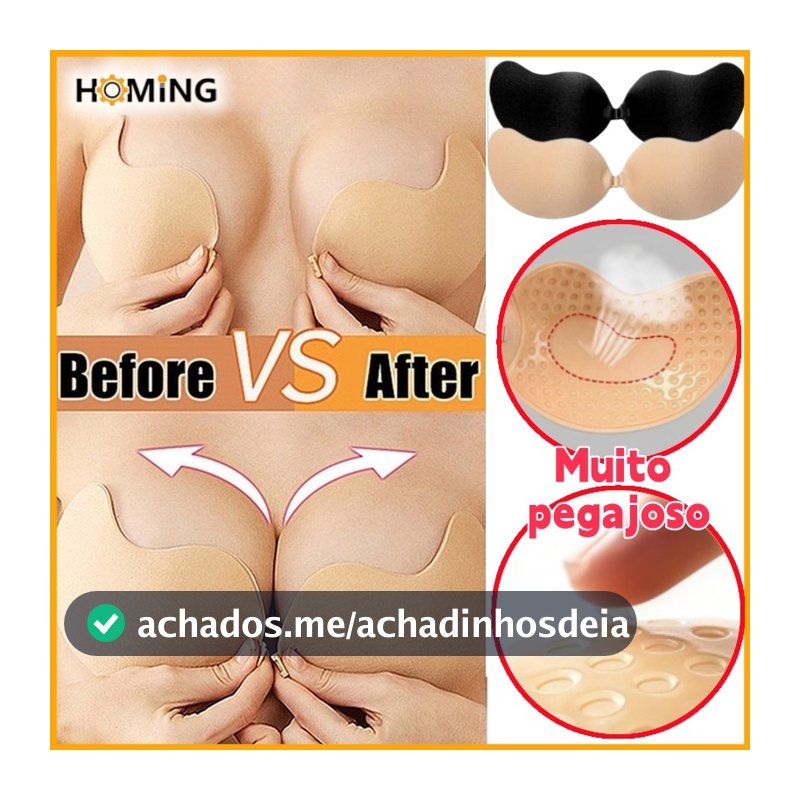 Sutiã Adesivo Sem Alças Push Up Silicone Invisivel Levanta Seio Alto Colante Reutilizável para Mulheres