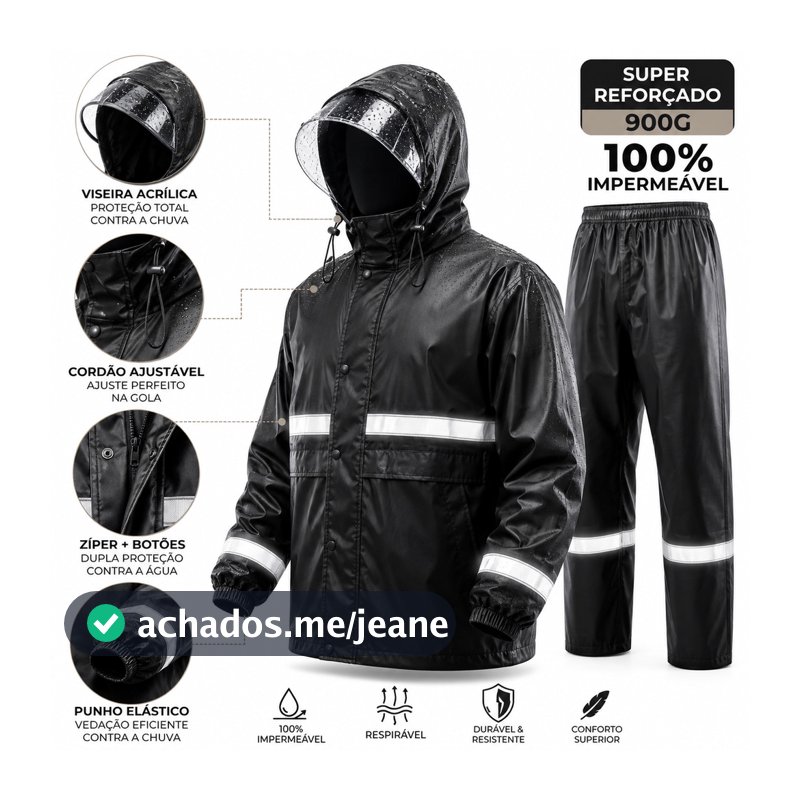 Capa de Chuva Conjunto Completo Para Motoqueiro Adulta Masculina Feminina Com Faixa De Sinalizao
