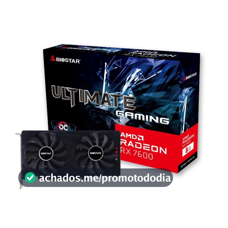 Placa De Vídeo Biostar AMD Radeon RX 7600 OC Ultimate Gaming, 8GB, GDDR6, FSR, Ray Tracing, VA76S6RM81