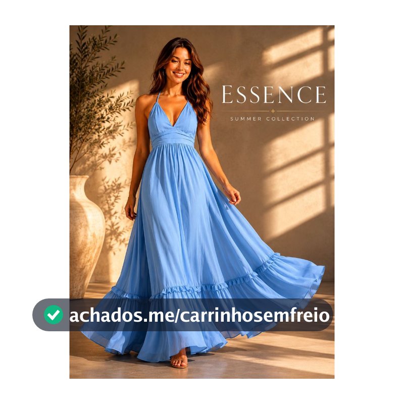 Vestido Feminino Longo Soltinho  Com Bojo Casual Soltinho Fluido Decote V Elegante.