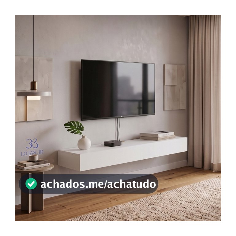 Aparador de Sala Hall Suspenso 2 Portas 110cm MDF/MDP Paris Off White