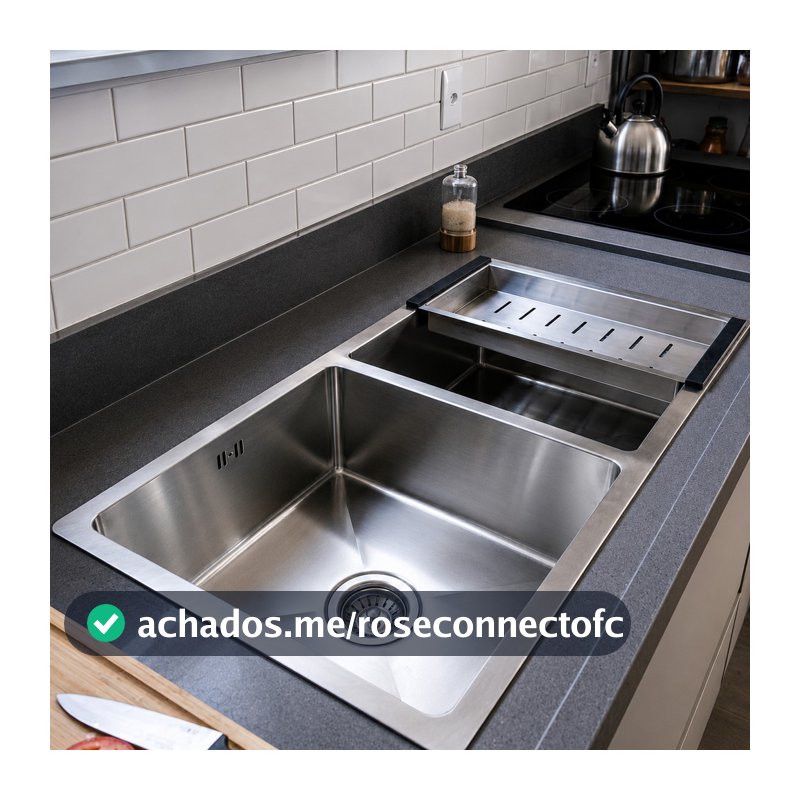 Cuba Dupla Gourmet Inox 80x40x22cm Com Cesto Escorredor E Ralo