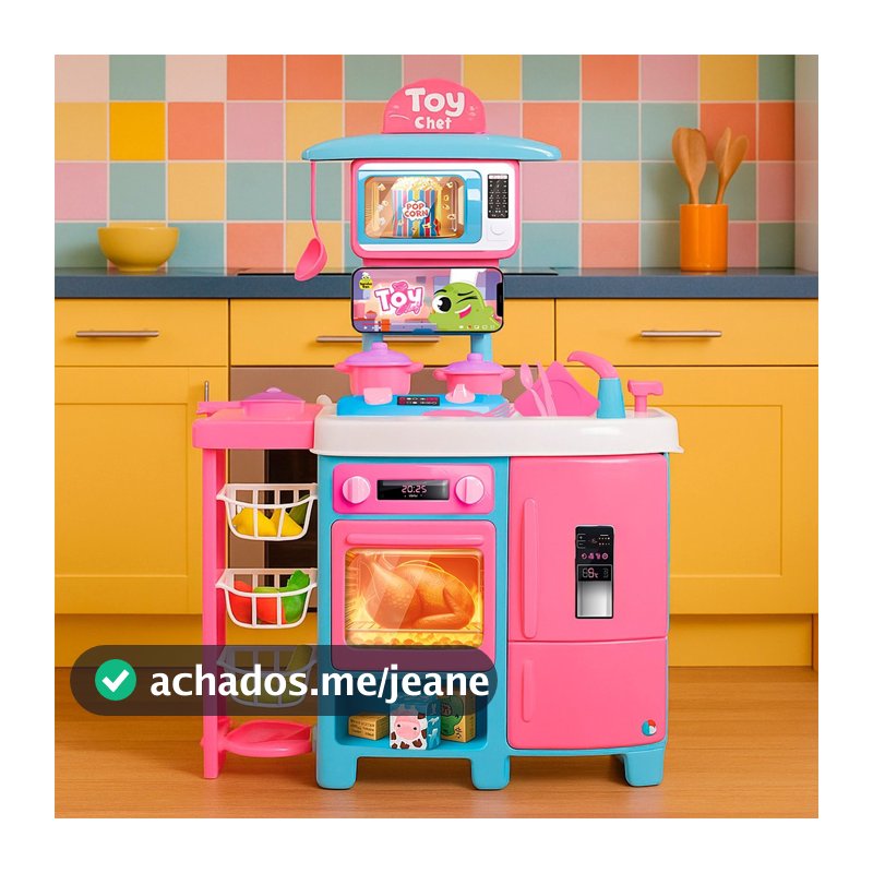 Bancada Cozinha Infantil Samba Toys Mega Toy Chef Com Talheres Frutas Sai Água E Muitos Acessórios