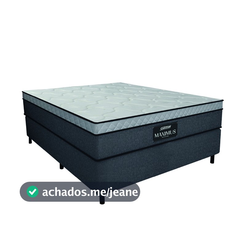 Cama Box Casal Colchão Gazin Maximus Molas Ensacadas 138x188x62cm Linho Grafite / Preto - Suporta até 120Kg por Pessoa