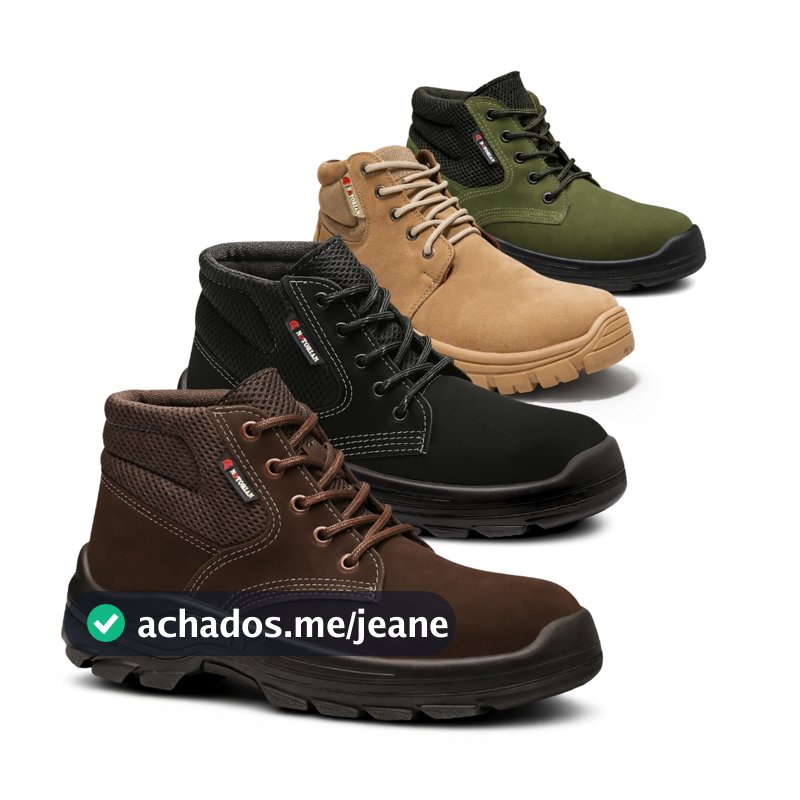 Bota Segurança Tenis Masculino Bico Redondo Coturno Adventure Cano Médio Cadarço Palmilha Confort