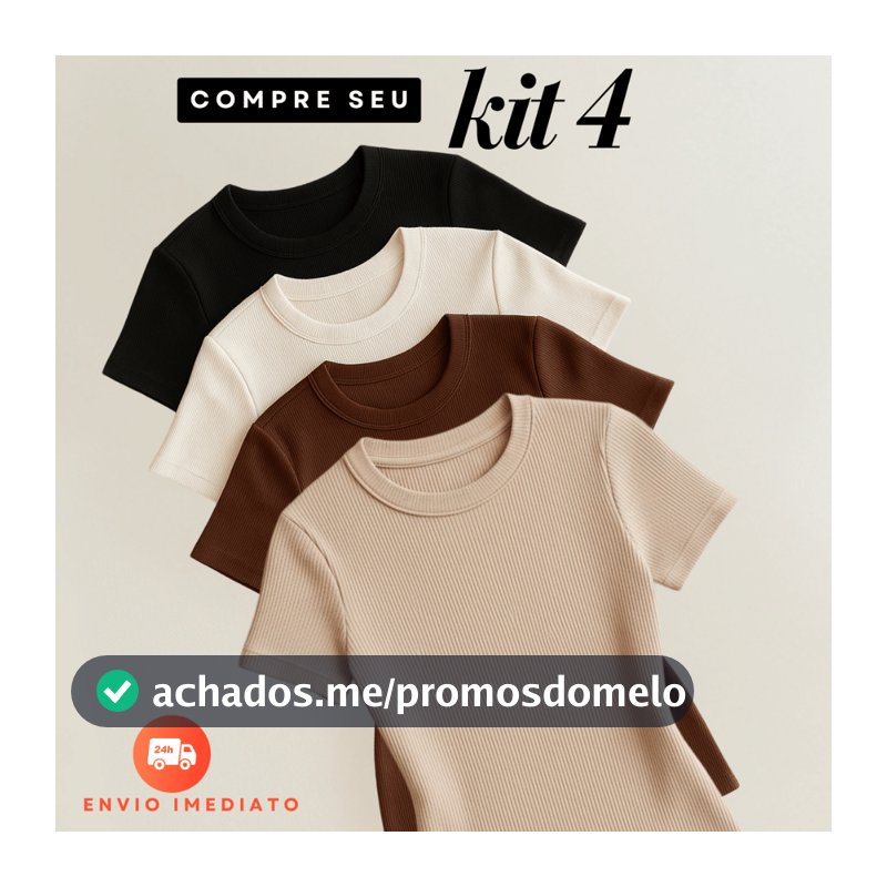 Kit 4 Blusas Feminina Ribana Canelado Básica Casual Estilosa Tendência Verão