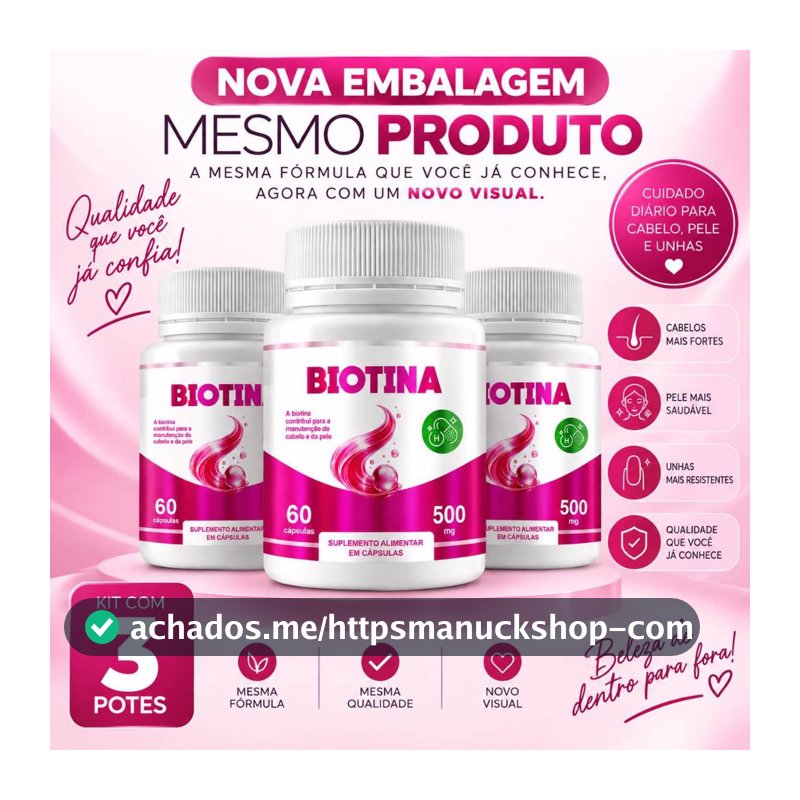 Kit 3 Biotina   Genature Firmeza Crescimento Saúde Cabelos Unhas Pele Envio Imediato