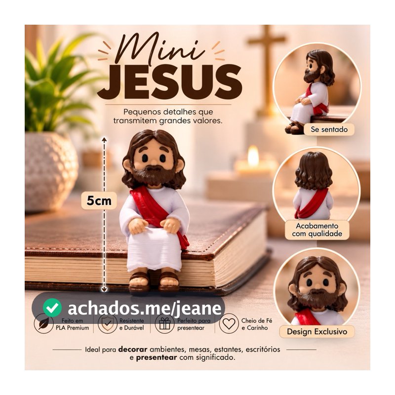 Mini Jesus Sentado em Impressão 3D | Lembrancinha Religiosa