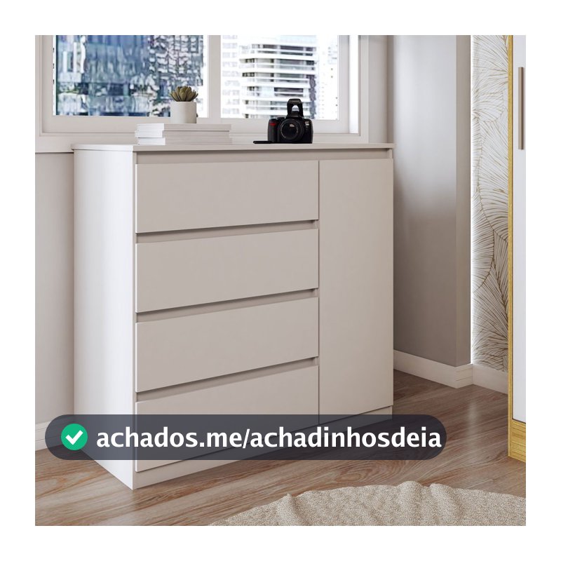 Cômoda Luna 1 Porta 4 Gavetas Branco Neve - Panorama Móveis