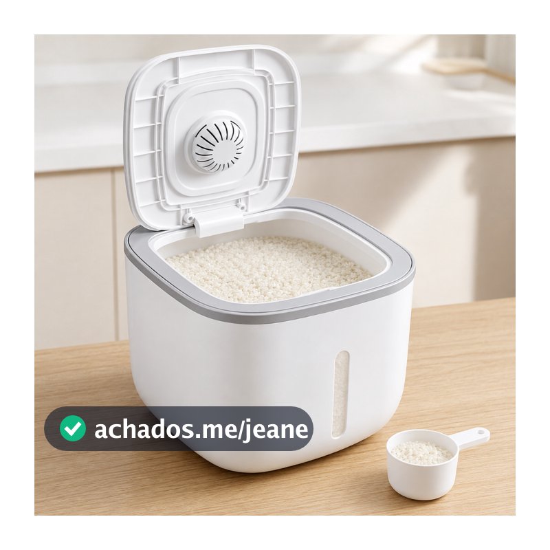 Pote para Arroz Grande com Tampa | Grande Capacidade para Arroz, Cereais e Grãos, Vedado e Fácil de Usar