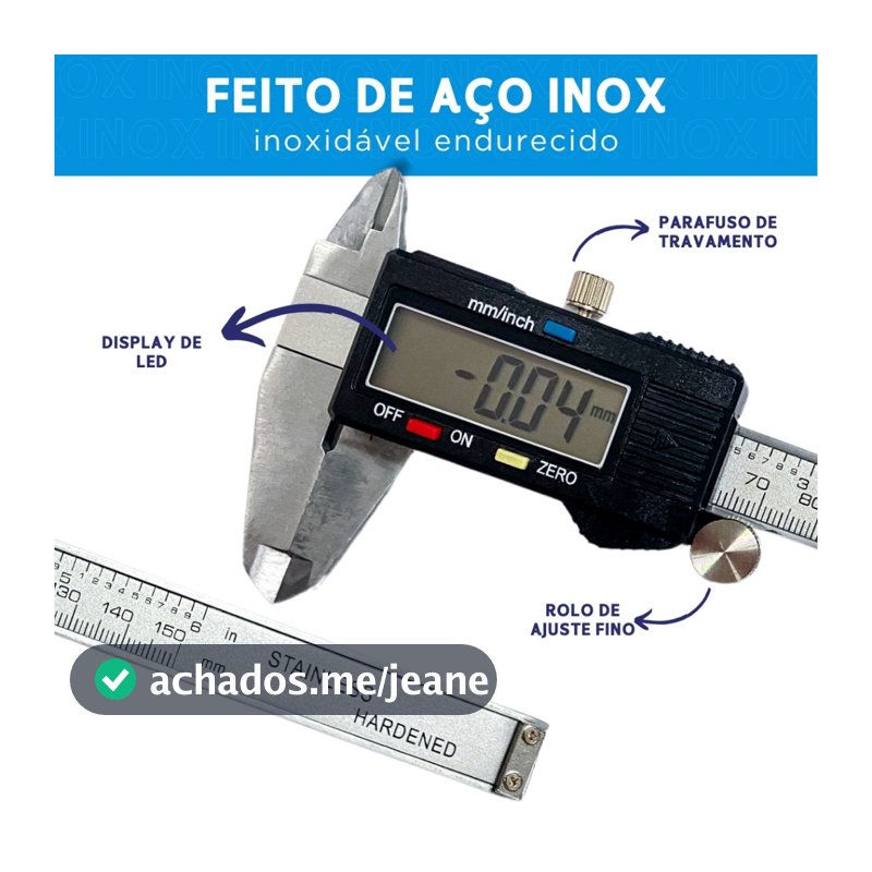 Paquímetro Digital todo em  Inox com Bateria Extra e  Estojo 150mm Universal Inox - BNVT
