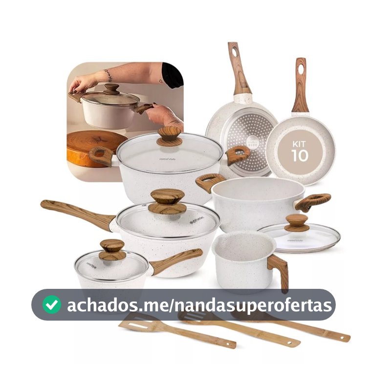 Jogo De Panelas Indução Kit 10 Peças Revestimento Cerâmico Style Cook Marmol - Mimo Style Premium