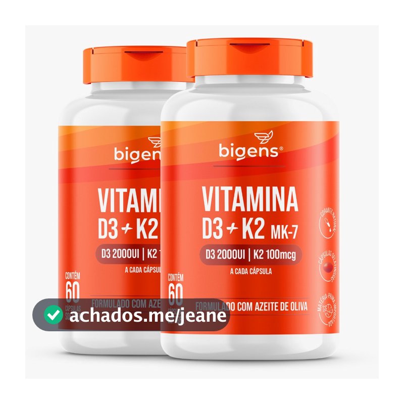 BIGENS KIT 2X VITAMINA D3 2000UI + K2 MK7 100MCG AZEITE OLIVA 60 CAPS BIOGENS