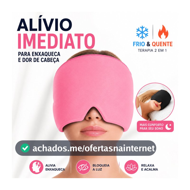 Touca Para Enxaqueca Gel Frio Quente Máscara Anti Luz Alívio Imediato Dor de Cabeça e Insônia