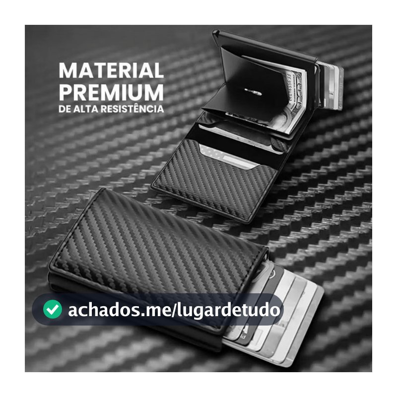 Carteiras Fibra De Carbono Porta-Cartões Masculina Preta Mágica Tripla De Couro