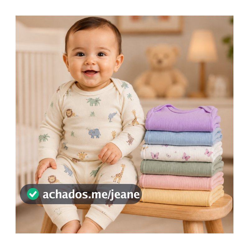 Conjunto Infantil KIT 10 PEÇAS Para Bebê Canelado Boddy Manga Longa e Calça