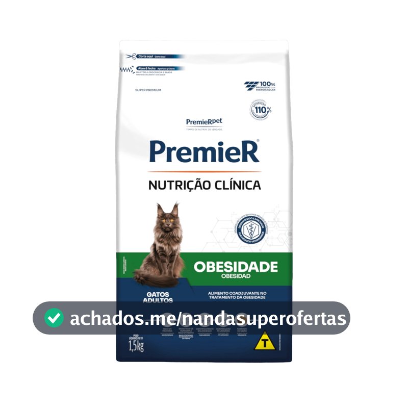 Ração Nutrição Clínica Gatos Obesidade 1,5Kg Premier
