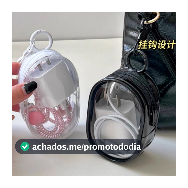 Mini Bolsa Portátil Com Ziper Transparente Estojo para Fone de ouvido Carregador
