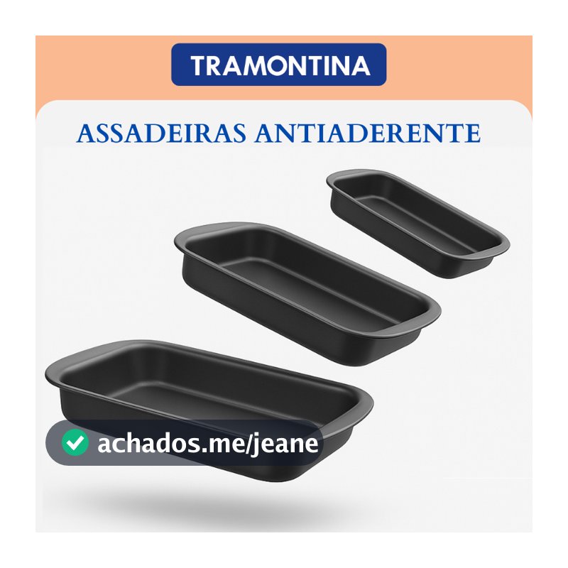 Assadeira conjunto 3 peças retangulares tramontina antiaderente