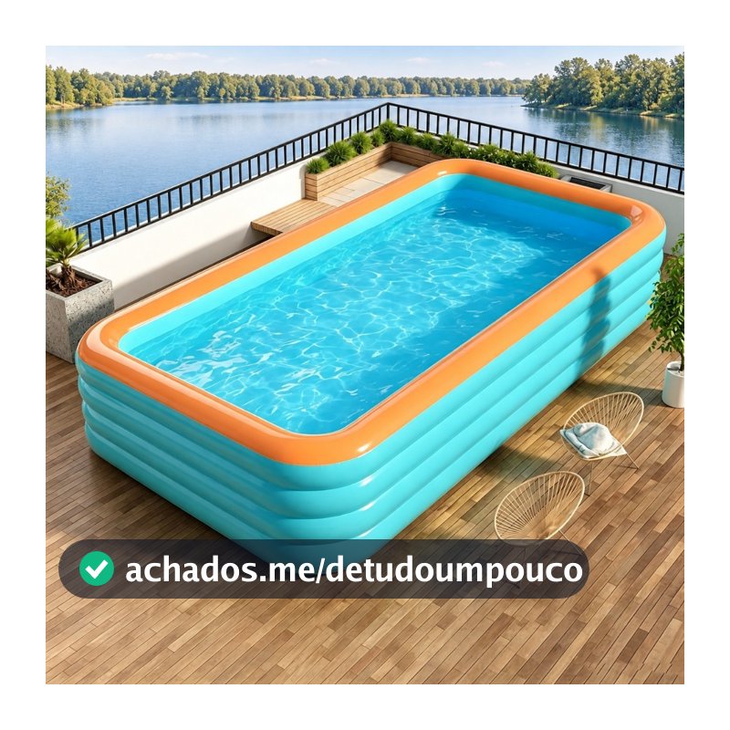 Grande capacidade! Piscina inflável azul de PVC, prática e dobrável, adequada para uso interno e externo.