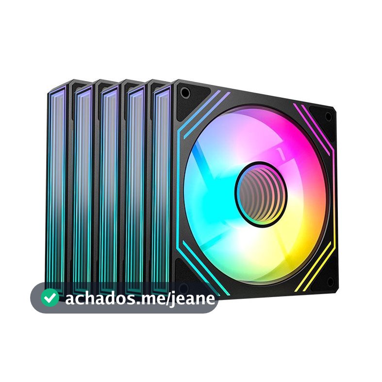 Kit Ventoinhas Acegeek Neon, ARGB, 5x120mm, Preto, AG-NEON5X1-BK