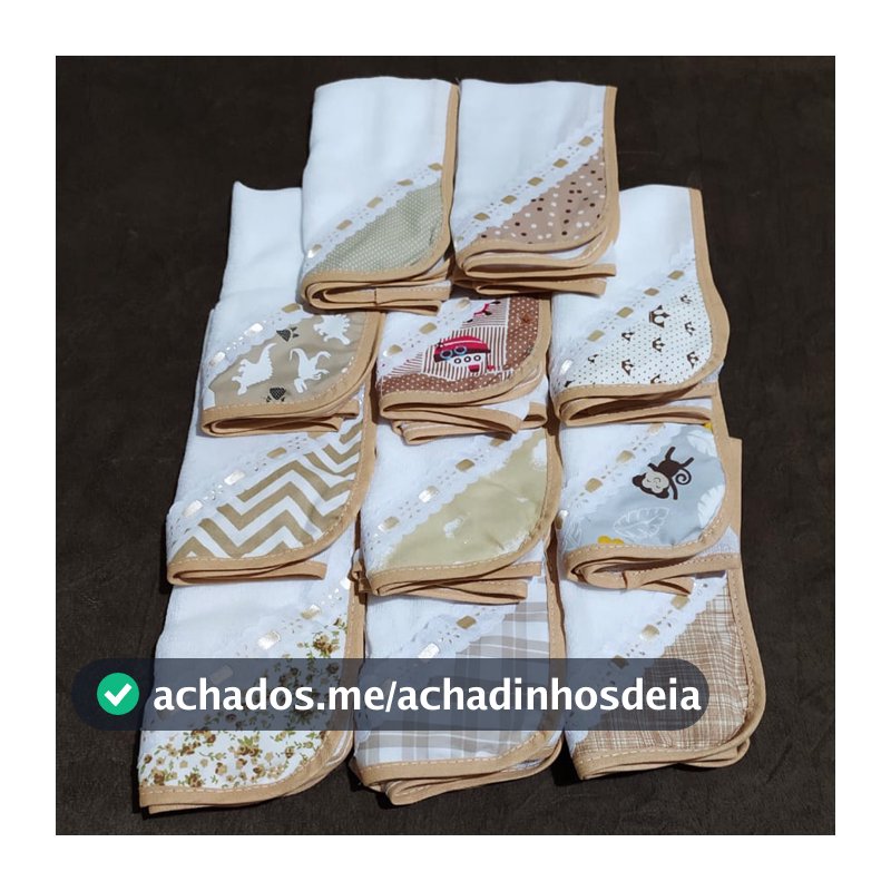 Kit 6 Pano de Boca Bebe Fralda de Boca Bebê Dupla Camada Luxo Cáqui 100% Algodão 35x35 cm Menino Menina Unissex