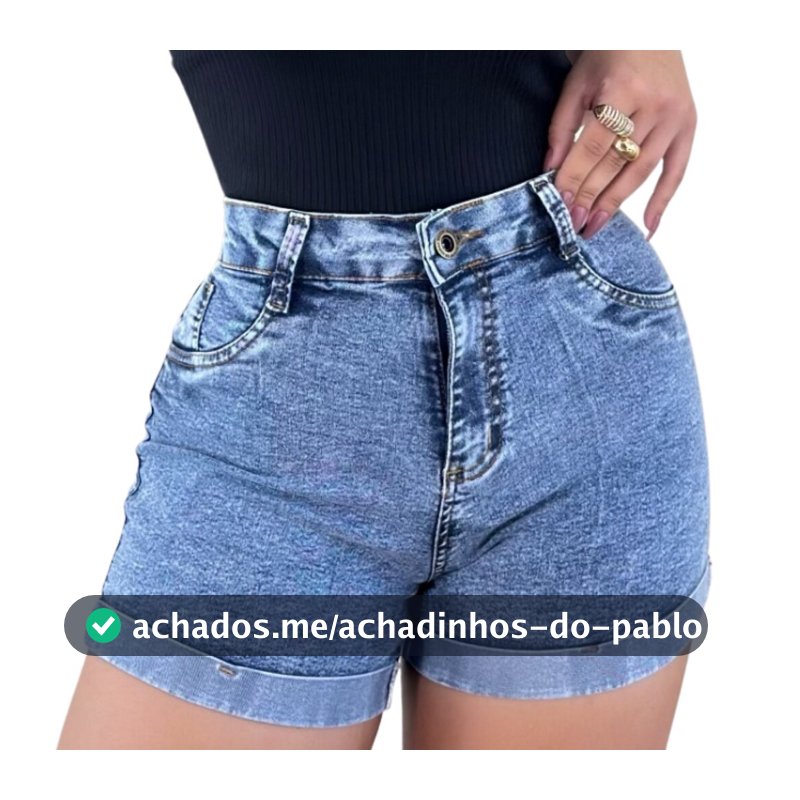 Short Jeans Feminino Comfort Cintura Alta com Lycra Escuro, Slz Jeans . .