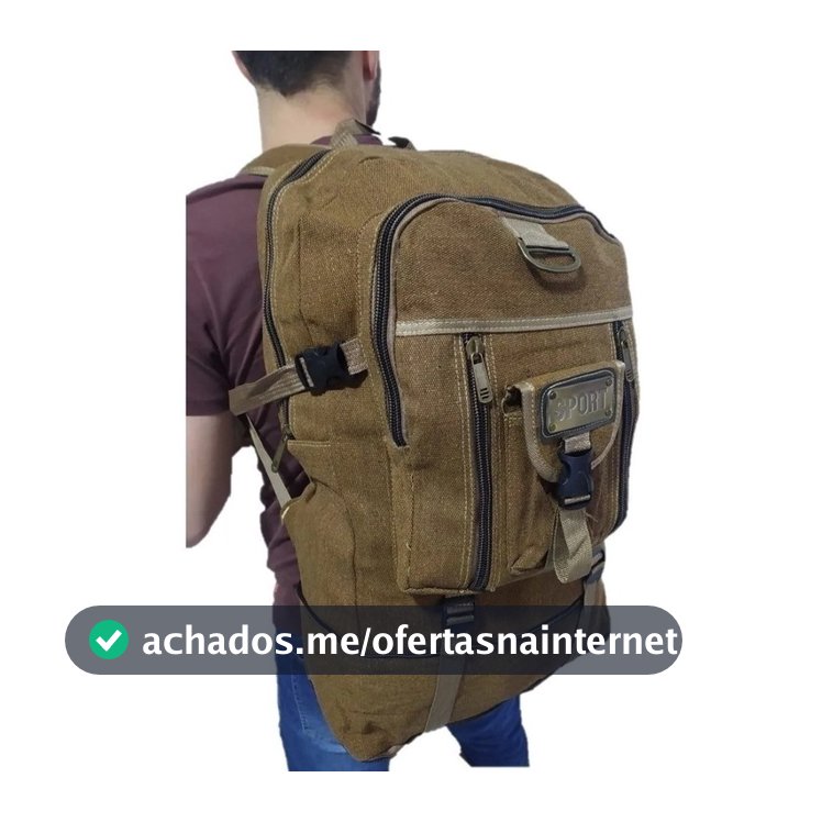 Mochila Masculina Lona 50 Litros Viagem Passeio Motoboy Esporte Trilha Viagem 803