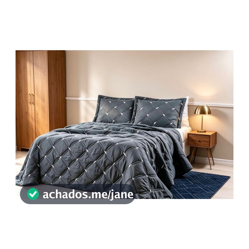 Cobre Leito Dupla Face Casal/Queen 3 Peças Micro Percal Macio Luxo – Colcha Reversível Premium + Porta Travesseiros