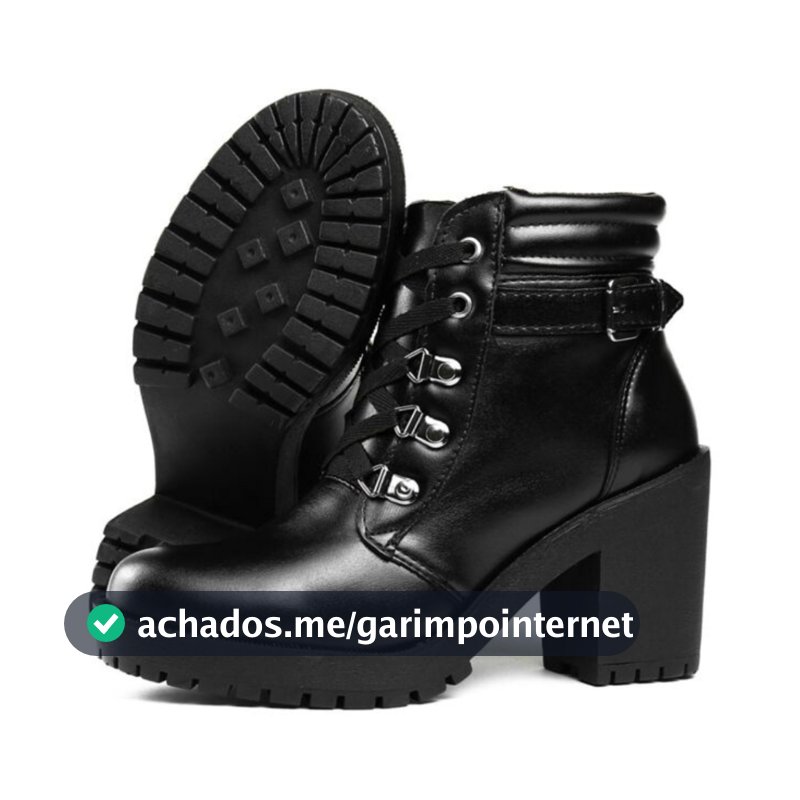 Bota Coturno Feminina Preta Salto Baixo Grosso Salto Tratorado Bloco Confortável Macio Na Promoção