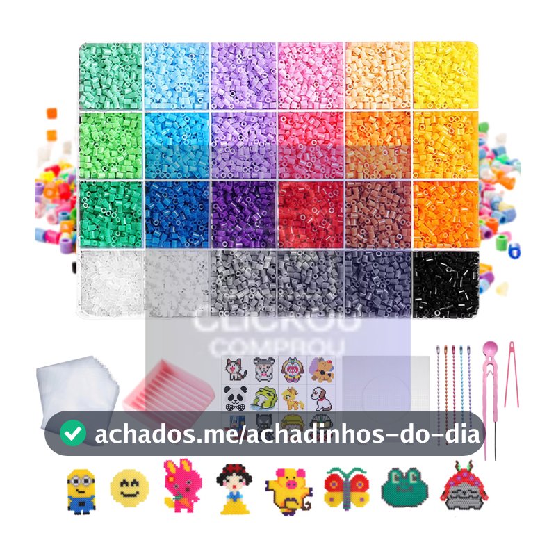 Kit Hama Beads 10.000 Peças 2,6mm 24 Cores Pinças + Ferramentas Pegboard Chaveiro Brinquedos