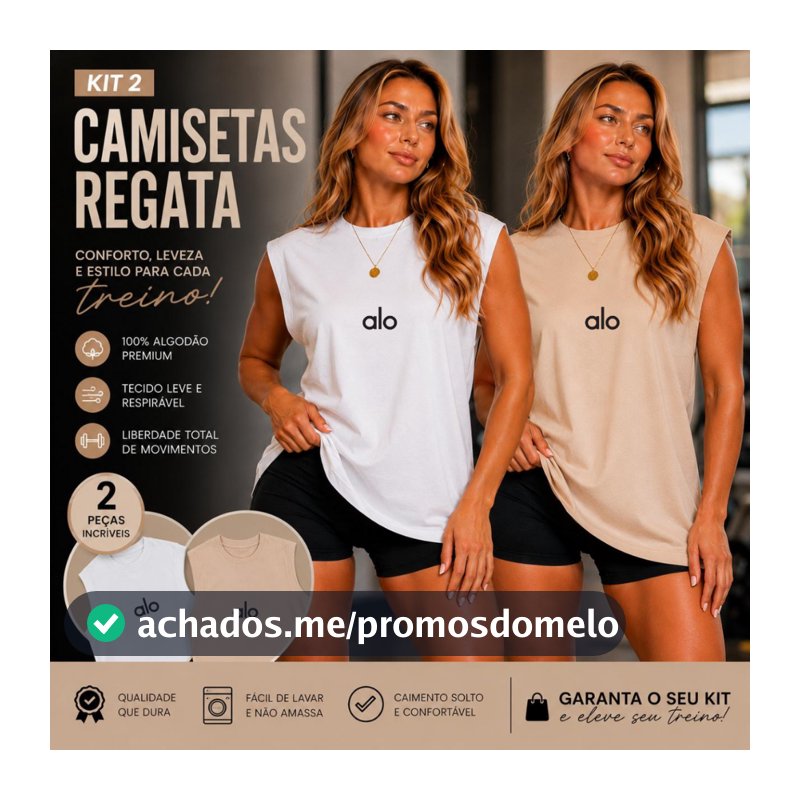 Kit 2 Regata Feminina Estampada Yoga Academia Confortável Regata 100% Algodão Envio Imediato