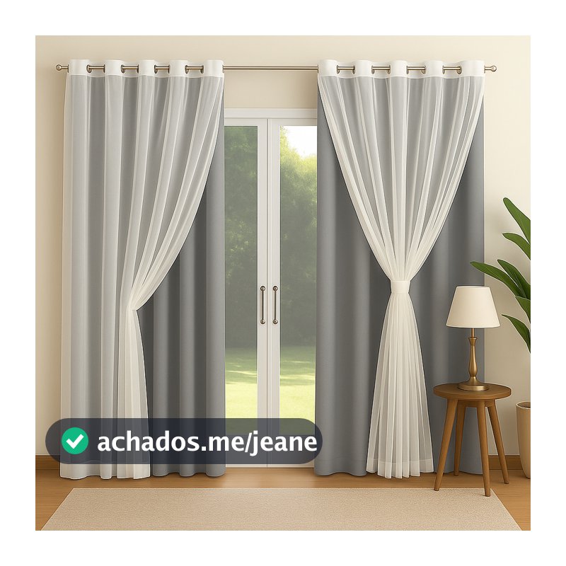 Cortina com voil  Mali Premium 4,00x2,80  Branco – Decoração, Estilo e Conforto p/ Quarto e Sala