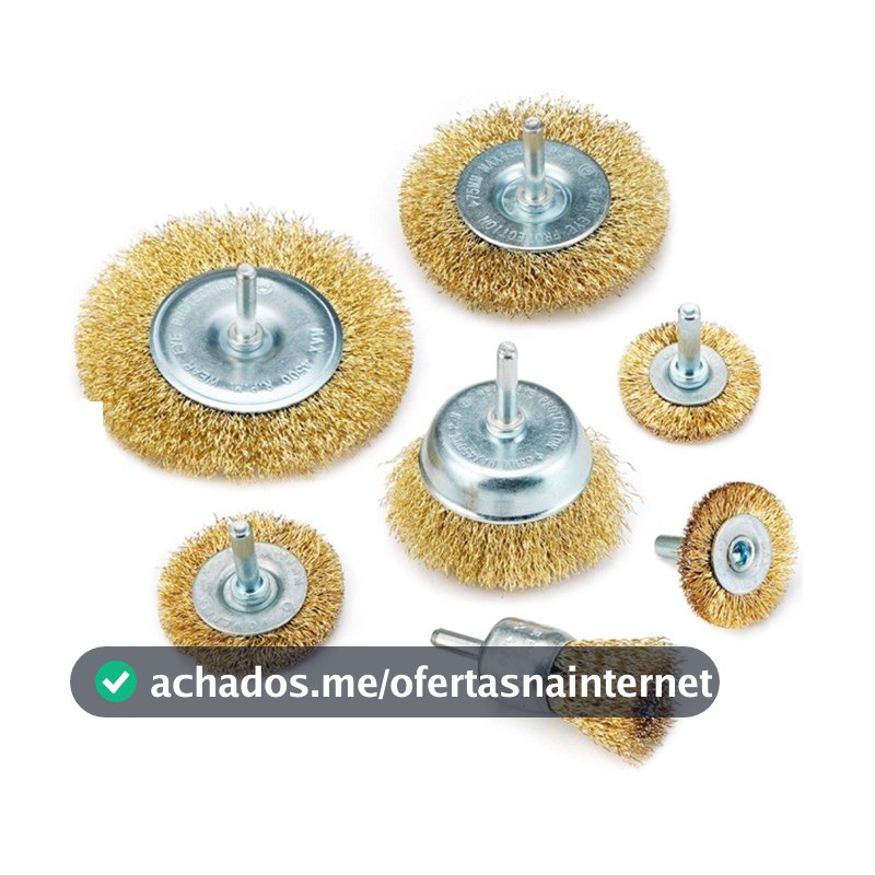 Kit Escova de Aço Circular Para Furadeira e Esmerilhadeira 5 Peças Limpeza Metal Ferrugem Alumínio