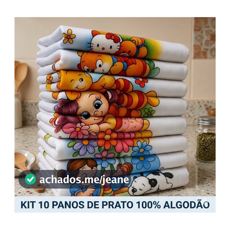 Kit 10 Panos de Prato Pé de Galinha 100% Algodão