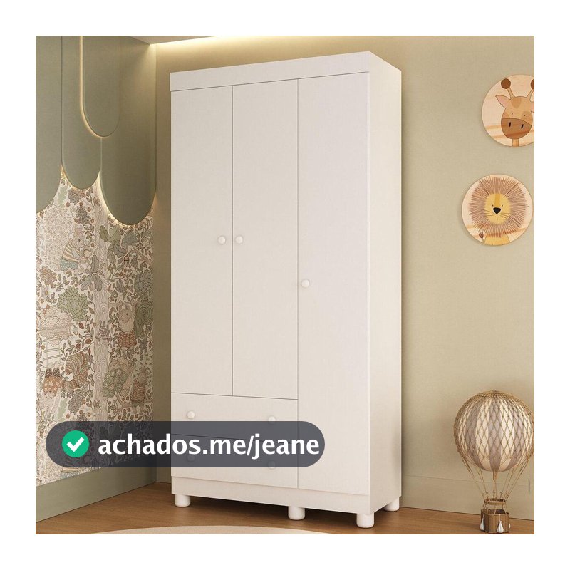 Guarda-roupa Infantil 92cm 3 Portas e 2 Gavetas Allegra Multimóveis MP4442