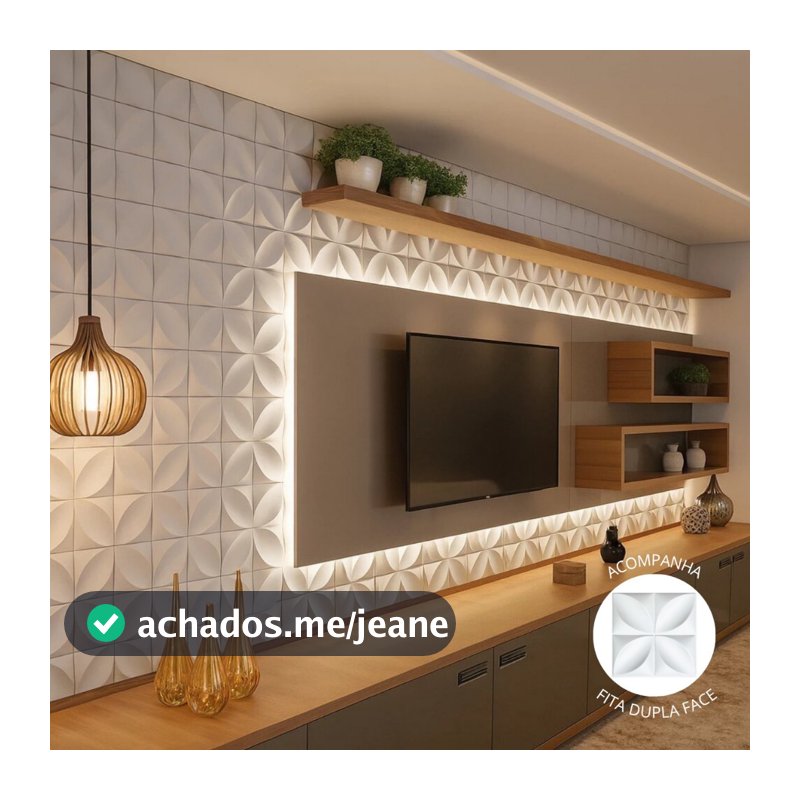 Kit 100|50|40|30 Placas 3D em PVC 25x25 cm para Revestimento Decorativo de Parede Com Fita Dupla Face