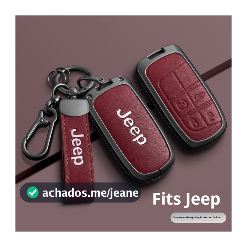 Capa De Couro Para Chave De Carro Em Liga De Zinco Jeep Renegade Compass Grand Cherokee Chrysler 300C Wrangler Dodge