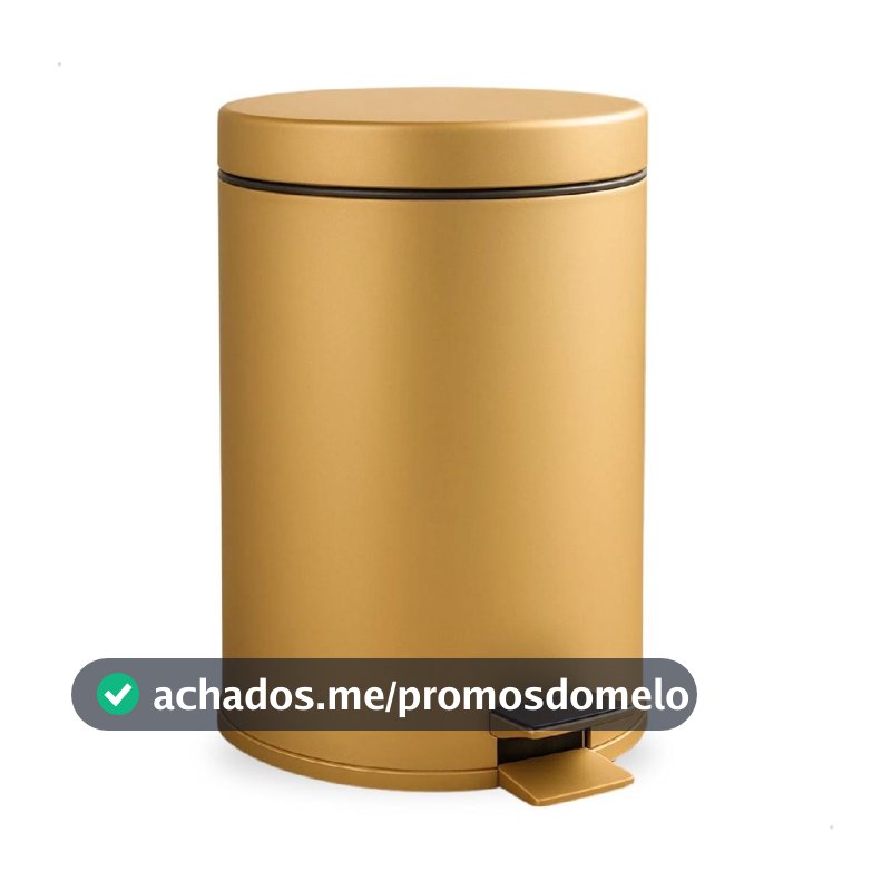 Lixeira Dourada Inox 5L com Pedal e Cesto Removível Crie & Construa