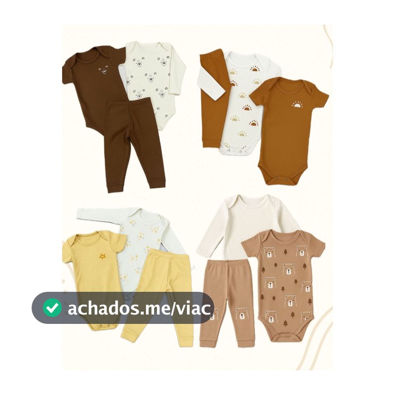 Kit Minimalista 12 peças body bebê manga curta manga longa calça Menino e Menina P ao GG