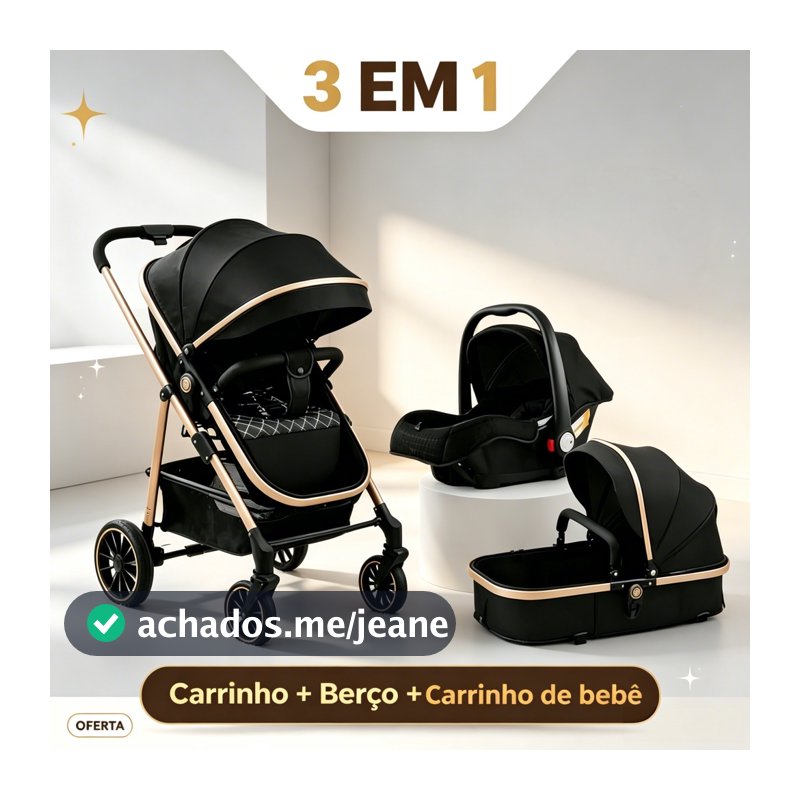 Carrinho Completo 3 EM 1 Com Moisés e Bebe Conforto