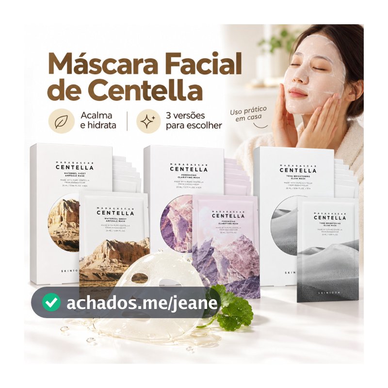 Máscara Facial SKIN1004 Centella 5 Unidades | 3 Tipos | Máscara de Tecido, Skincare Coreano kit skin care