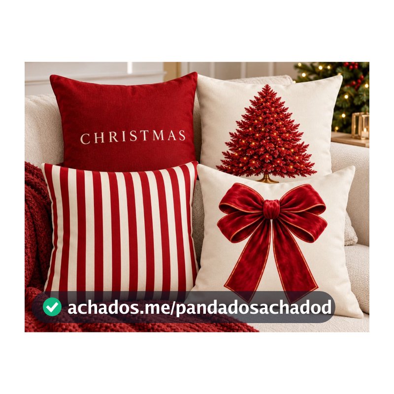 Kit 04 Capa De Almofada 45cm x 45cm Decorativa Natal Areia