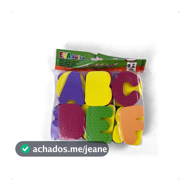 Kit Letras e Números de EVA 8x8cm 36 Peças Educativo Colorido Atóxico Lavável Infantil Aprendizagem