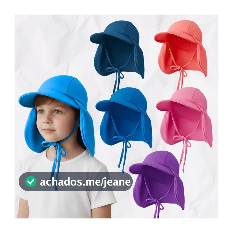 Boné com Aba Liso Proteção UV Chapéu Praia Bebê Infantil Liso Piscina Verão
