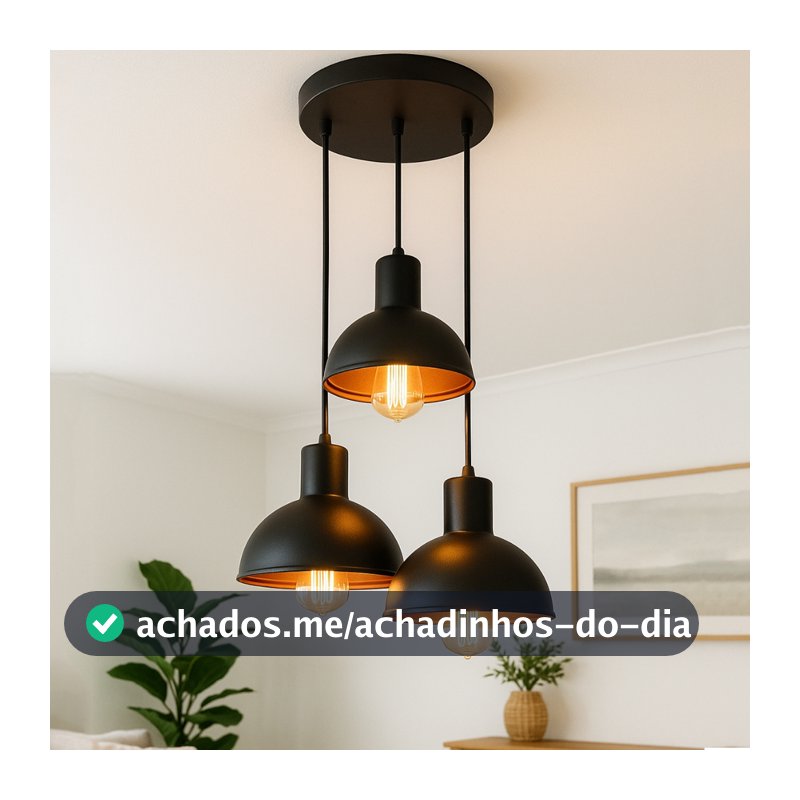 Lustre Pendente Luminária de teto Joana tripla Quarto Sala Cozinha Moderna Casa Apartamento Design Minimalista