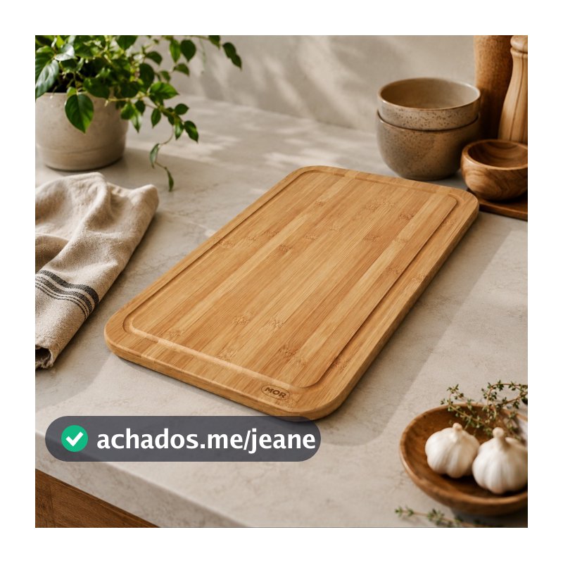 Tábua de Corte Cozinha Bambu Resistente Natural Multiuso para Carnes e Legumes MOR