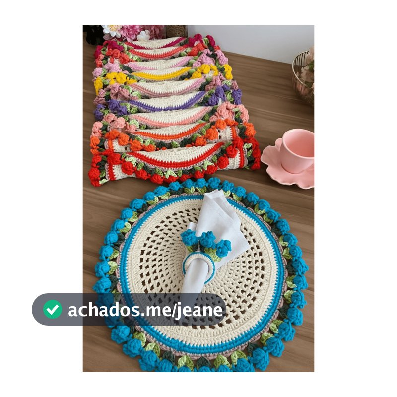 Sousplat Supla Suplat Porta Copos Guardanapos em Crochê Toalha Centro de Mesa Decoração Cozinha