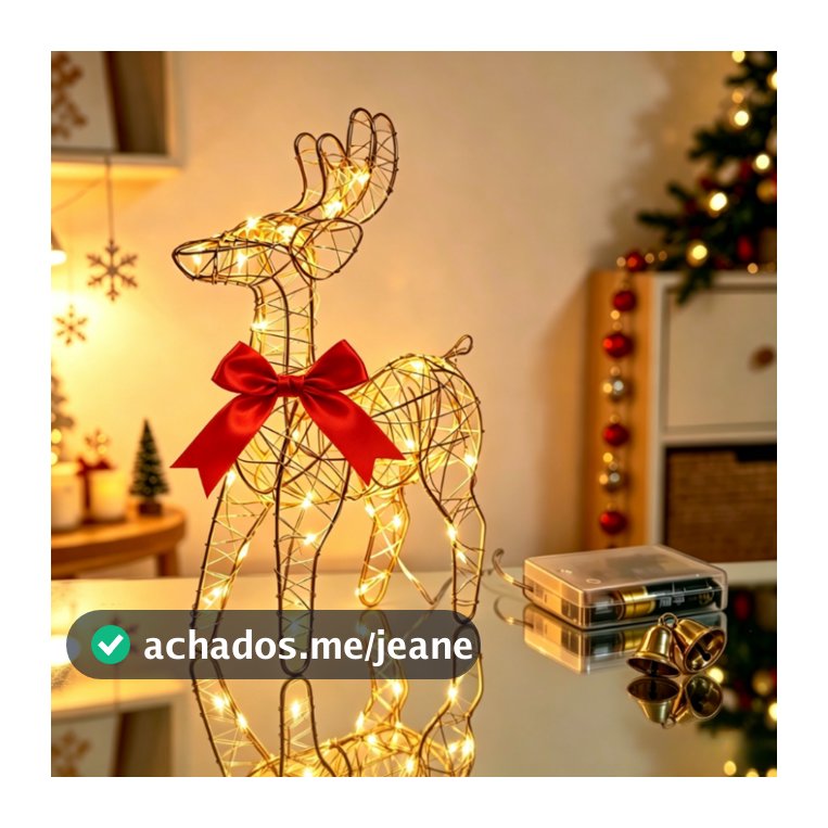Decoração De Rena De Natal Ferro A Pilhas 3D Pré-Lit Com 30 Luzes LED Iluminada Interna E Externa
