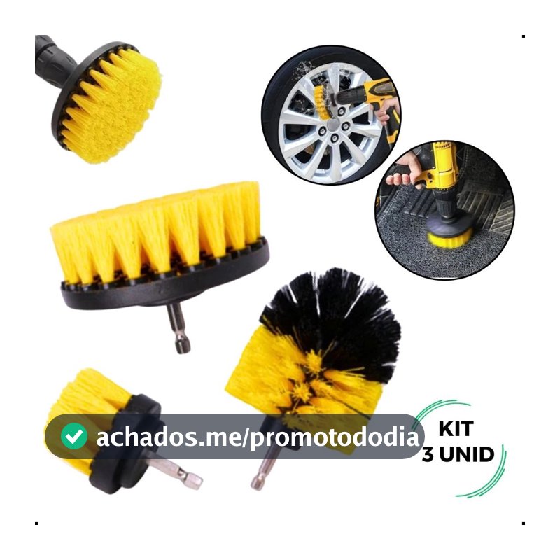 3 Escova De Limpeza Automotiva Pesada Rotativa Para Furadeira Parafusadeira Limpa Canto Vão Domestic